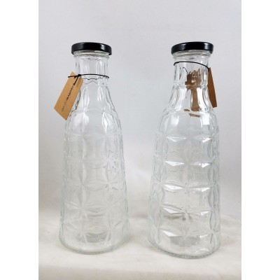 Set of 2 Vintage-inspired Glass Bottles - 10" Tall they hold 32 ounces ea Retro  191009039082  401580028049